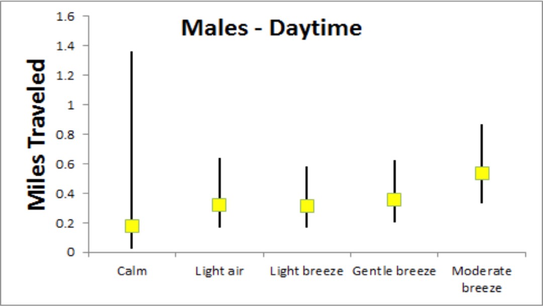 Bucks Daytime Movement Based on Wind Speeds